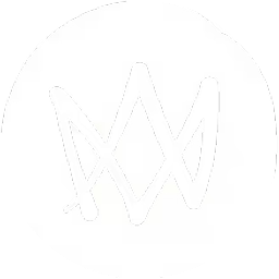 Black abstract crown symbol inside a white circle.